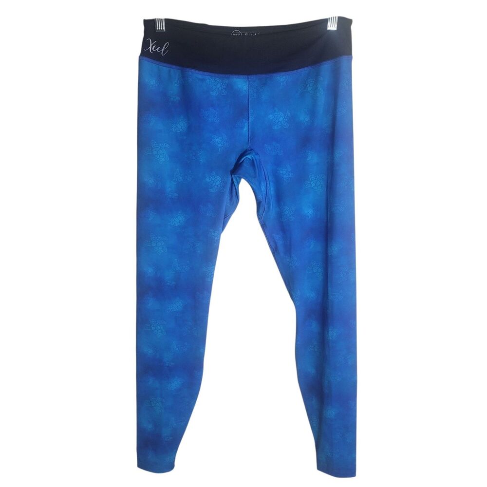 Xcel Ocean Ramsey Leggings Women's XL Blue Black Sea Turtle Athletic Outdoor